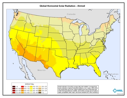 U.S. Global Horizontal Solar Radiation – Annual